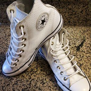 Converse All Star Mens White Leather High Top Size 9